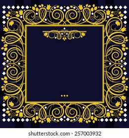 Flowers and diamonds. Frame, vector.