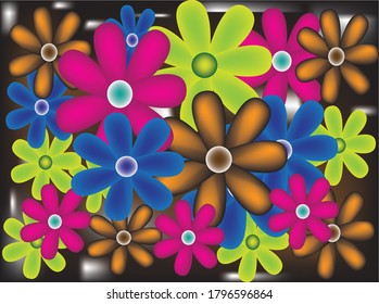 
flowers of different colors many large flowers design