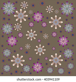 Flowers of different colors on a brown background.