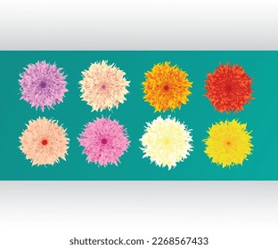 Flowers with different colors. This flowers can be used for making wedding cards, anniversary cards, any sort of invitation cards. Even there are 8 warm and decent colors that can be used anywhere. 