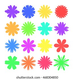 flowers of different silhouettes set on white background isolated.