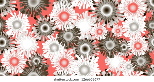 Flowers of different sizes and colors. Seamless background for postcards and sites. Vector graphics