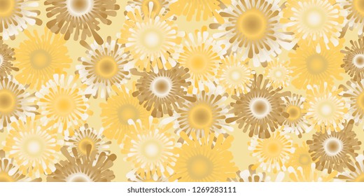 Flowers of different sizes and colors. Seamless background for postcards and sites. Vector graphics