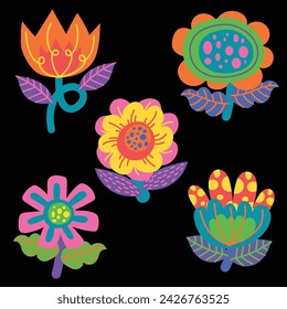 Flowers doodle collection flat design