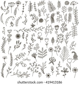 Flowers Doodle elements for design. Vector illustration