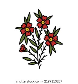 icono del doodle de flores, ilustración vectorial