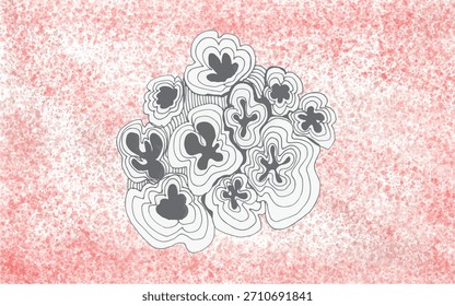Flores em estilo doodle em fundo rosa. Ilustração vetorial.