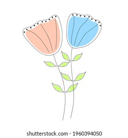 Flowers in doodle style. Vector illustrator.