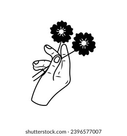 Flowers doodle vector outline Sticker. EPS 10 file