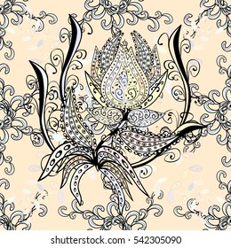 Flowers and doodles on light background. vector illustration texture.
