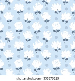 flowers and dots seamless pattern. floral vector background