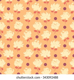 flowers and dots seamless pattern. floral vector background