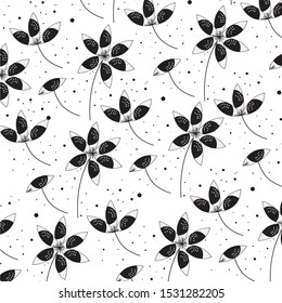 flowers drawing black and white background