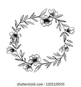 flowers drawing with line-art on white backgrounds. Vector