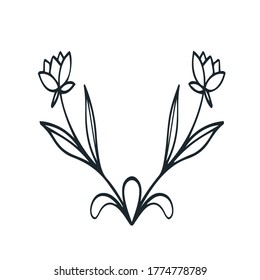 Flowers drawing and sketch with line-art on white backgrounds.