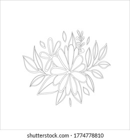 Flowers drawing and sketch with line-art on white backgrounds.