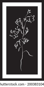 Flowers drawing and sketch. Vector poster. Living room poster, wall decoration poster