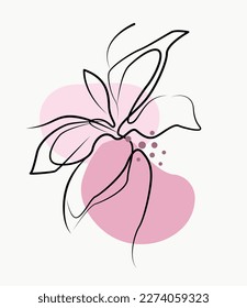 Flowers drawing vector illustration and line art. Vector white line art on purple background. Floral background wallpaper.