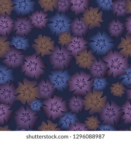 Flowers. Drawn abstract flowers. Seamless pattern of painted flowers. Vector graphics