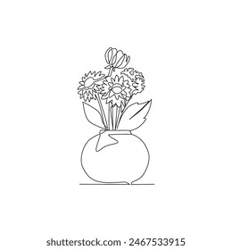 Flowers drawn in line art style