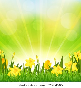 Flowers Easter Background, Vector Background