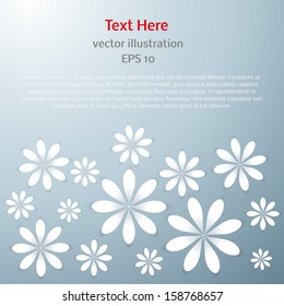 Flowers element design. Chamomile cutted from paper on background. Vector illustration with space for your text. Easy to edit. eps10
