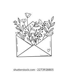 Flowers in an envelope. Floral mail.
