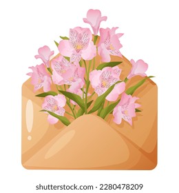 flowers in an envelope. Perfect for product design, wallpaper, scrapbooking, textile, wrapping paper.