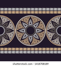 Flowers. Ethnic boho seamless pattern. Lace. Embroidery on fabric. Patchwork texture. Weaving. Traditional ornament. Tribal pattern. Folk motif. Can be used for wallpaper, textile, wrapping, web.