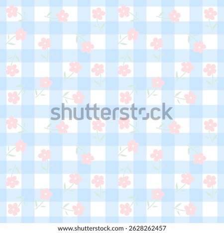 Flowers, fabric patterns, gift wrapping paper, checkered patterns , seamless pattern 