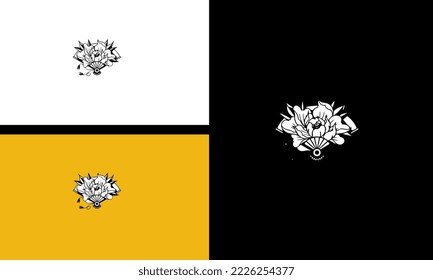 flowers with fan vector outline design
