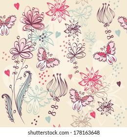 Flowers fantasy. Cute floral seamless pattern .