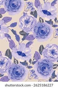 Flowers feminine watercolor seamless pattern with wildflowers.hand drawn, not AI