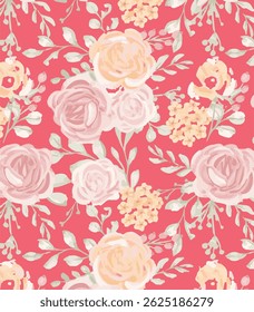 Flowers feminine watercolor seamless pattern with wildflowers.hand drawn, not AI