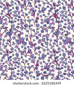Flores feminino aquarela sem costura padrão com flores silvestres.mão desenhado, não AI