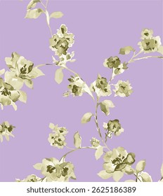 Flowers feminine watercolor seamless pattern with wildflowers.hand drawn, not AI