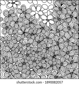 Las flores caen sobre un fondo blanco. Libro de colorear. Ilustración del vector