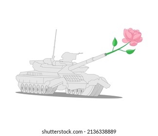 Flowers fired from the muzzle of the tank