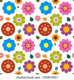 Flowers - Flat Design Vector Nature Seamless Abstract Background