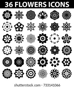 flowers flat icon set vector