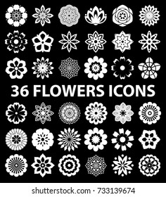 flowers flat icons set vector