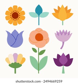 Flowers flat line icons. Beautiful garden plants - chamomile, sunflower, rose flower, lotus, carnation, dandelion, violet blossom. Thin signs for floral store. Pixel perfect 48x48. Editable Strokes