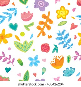 Flowers in flat ribbon label