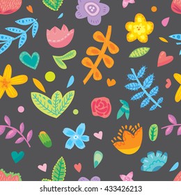 Flowers in flat ribbon label