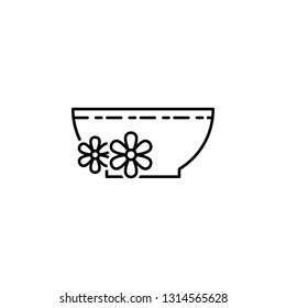 flowers floating on liquid inside bowl outline icon. Signs and symbols can be used for web, logo, mobile app, UI, UX