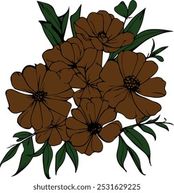 Flowers - floral bouquets outline, silhouette, design, logo, art, for cricut