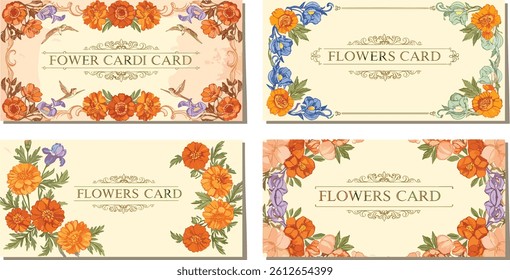 Flowers. Floral card. Vector classic vintage illustration of rich baroque frame, aesthetic elements, elegant
