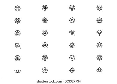 Flowers and Floral Line Vector Icons 1