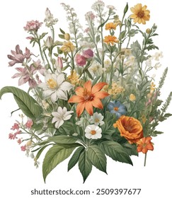Flowers floral pattern on white background