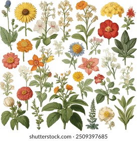 Flowers floral pattern on white background